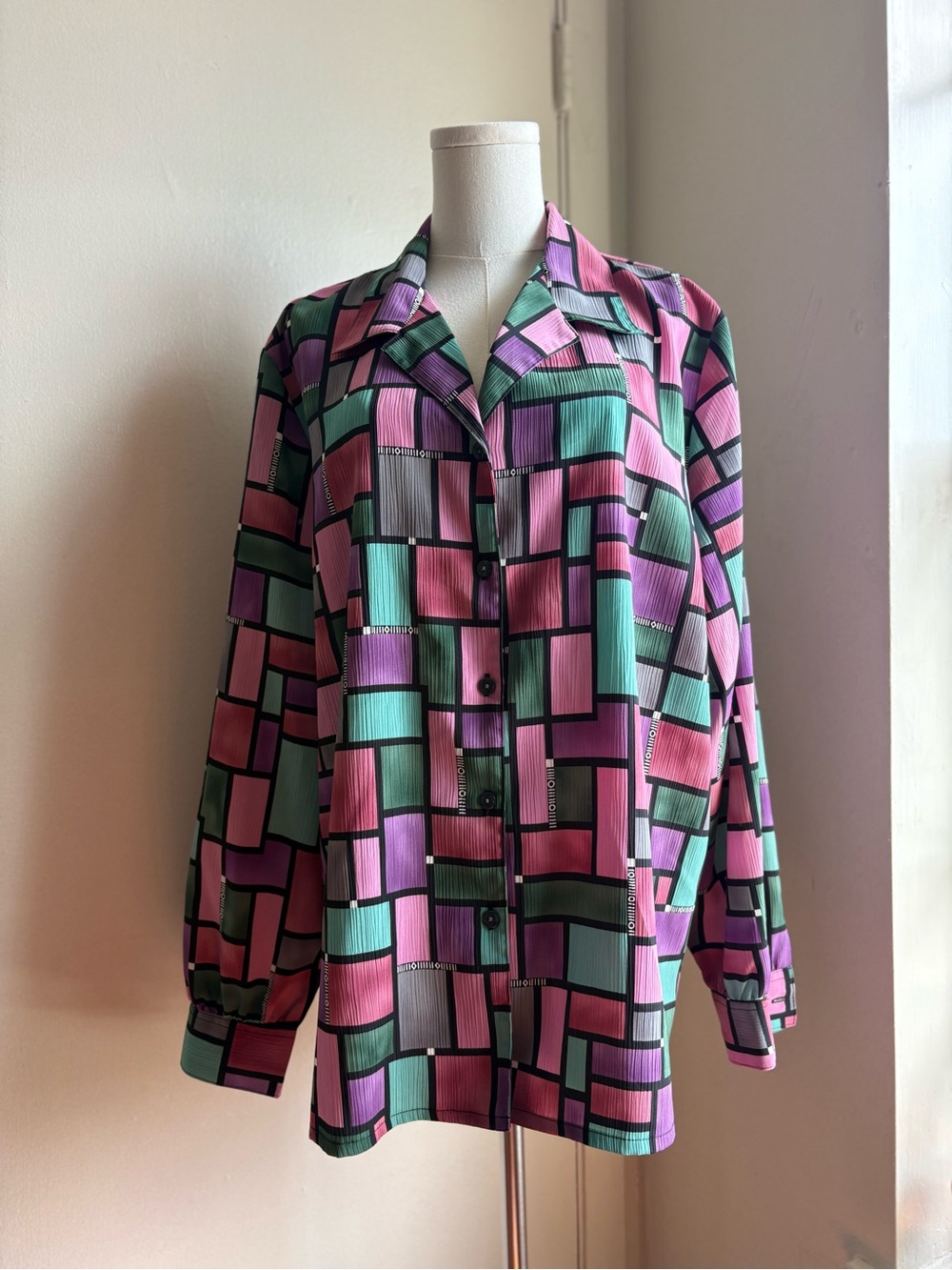 Vintage 90s Allison Daley abstract print button up blouse